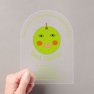Bester Lehrer Happy Apple Custom Retirement Acryleinladungen