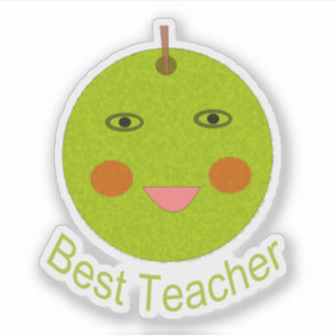 Bester Lehrer Happy Apple Shaped Aufkleber