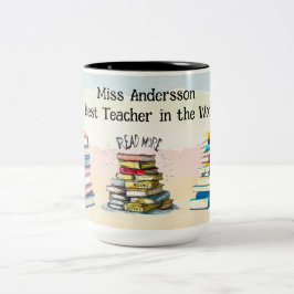 Bester Lehrer in der Welt - Illustration Zweifarbige Tasse