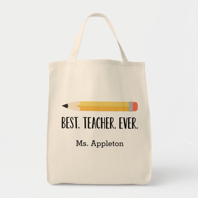 Bester Lehrer je | Personalisiert Tote Bag Geschen Tragetasche (Vorne)