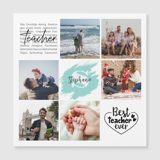 Bester Lehrer je Personalisierter FotoCollage Magnetkarte (Vorderseite)