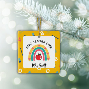 Bester Lehrer je Regenbogenname Keramikornament