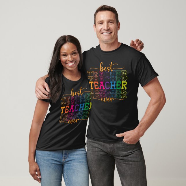 Bester Lehrer je Retro-Rainbow-T-Shirt T-Shirt (Unisex)