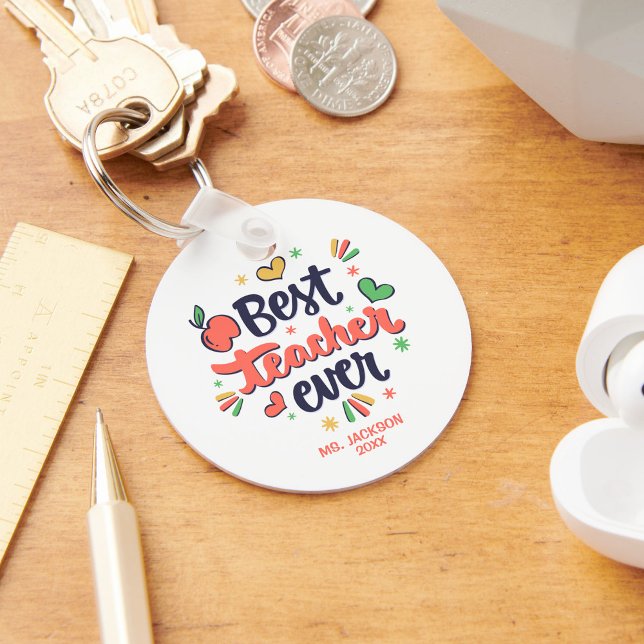 Bester Lehrer je rot-gelb-grün Schlüsselanhänger (Von Creator hochgeladen)