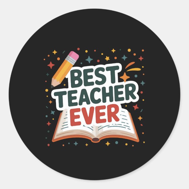 Bester Lehrer je Runder Aufkleber (Vorderseite)