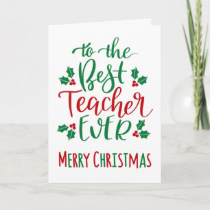 Bester Lehrer jemals frohe Weihnachts-Typografie Karte