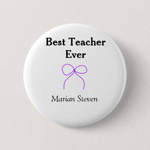 Bester Lehrer jemals violette Schleife Namens Dank Button