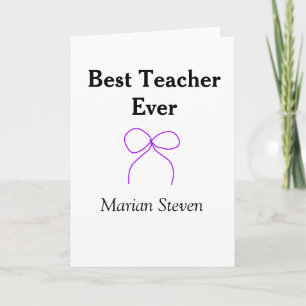 Bester Lehrer jemals violette Schleife Namensanerk Karte