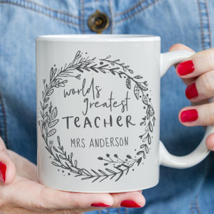 bester Lehrer, moderner Minimalkranz Kaffeetasse