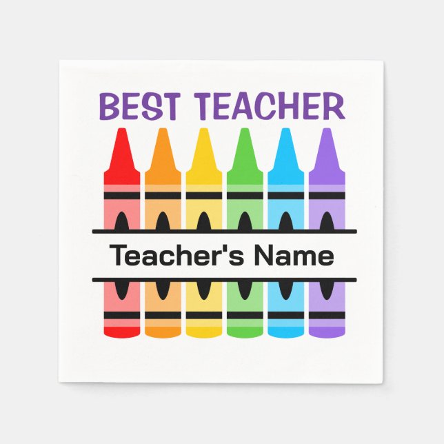 Bester Lehrer Napkin, Personalisiertes Schulgesche Serviette (Vorderseite)
