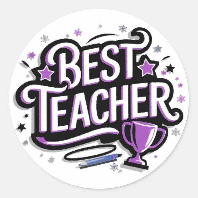 Bester Lehrer Runder Aufkleber (Vorderseite)