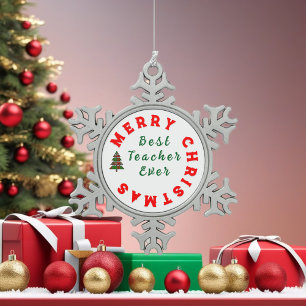Bester Lehrer überhaupt Geschenk - Würdigung der L Schneeflocken Zinn-Ornament