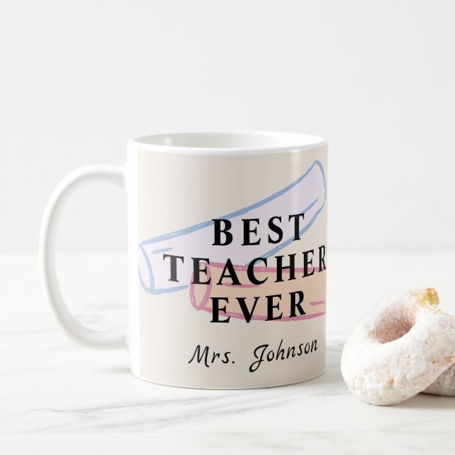 Bester Lehrer überhaupt – personalisierte Kaffeeta Kaffeetasse (Mit Donut)