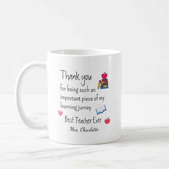 Bester Lehrer überhaupt – Persönlicher Name Kaffeetasse (Links)