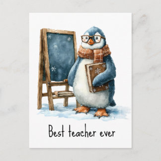 Bester Lehrer überhaupt Winter-Pinguin-Design Postkarte