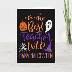 Bester Lehrer zu Halloween in Orange und Lila Karte