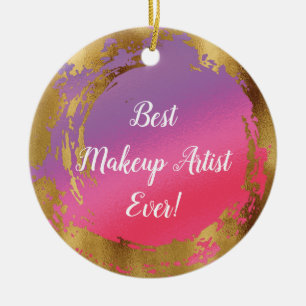 Bester Makeup-Künstler je Girly Chic Pink Gold Keramik Ornament