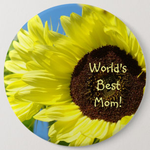 Bester Mama der Welt! Knöpfe Sonnenblumen Florale Button