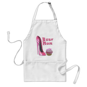 Bester Mama-Rosa-Stilett-Schuh und rosa Schürze