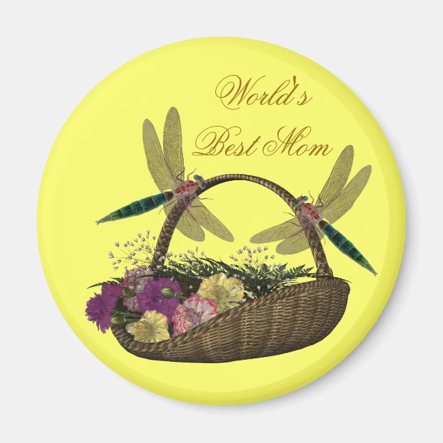 Bester Mamma-Libellen-Blumen-Korb-Magnet Magnet (Vorne)