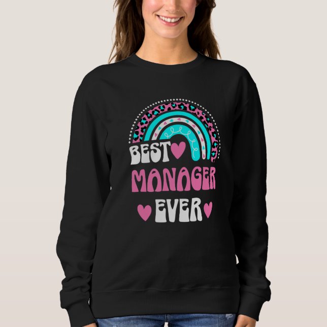 Bester Manager je Groovy Niedlich Leopard Regenbog Sweatshirt (Vorderseite)