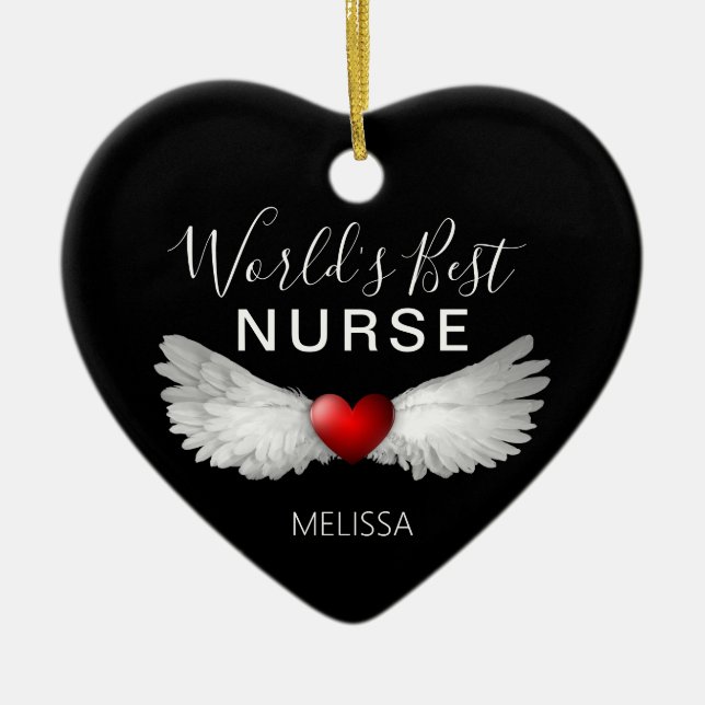 Bester medizinischer Rotes Herz Personalisierter K Keramik Ornament (Vorne)