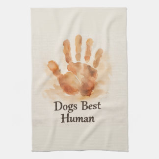 Bester Mensch-Hund-Mal-Handabdruck-Küchentuch Geschirrtuch