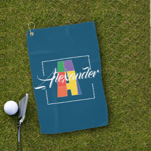 Bester mit Monogramm Anfangsbuchstabe A blau Golfhandtuch
