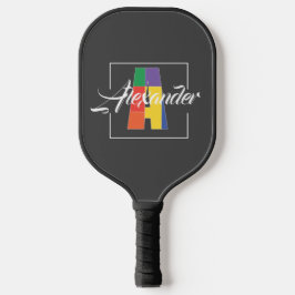 Bester mit Monogramm Anfangsbuchstabe A grau Pickleball Schläger