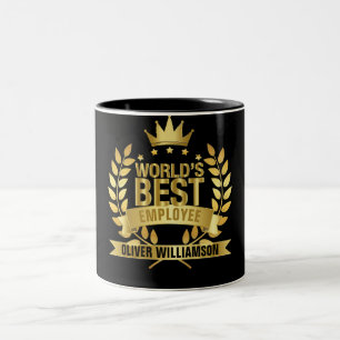 Bester Mitarbeiter der Welt in Schwarz und Gold 5  Zweifarbige Tasse