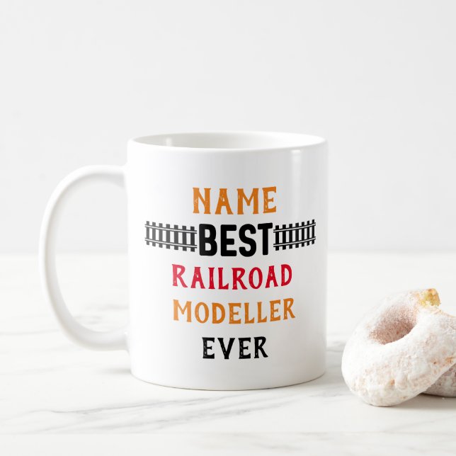 Bester Modellrechner (Name ändern) Kaffeetasse (Mit Donut)
