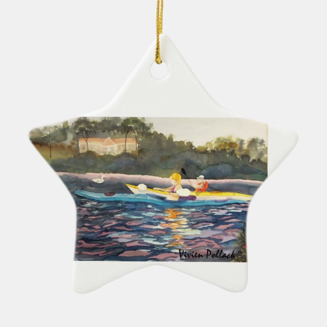 Bester Momentkajak der Verzierungs-Natur Keramikornament (Vorne)