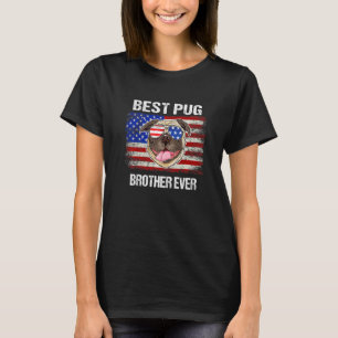 Bester Mops Bruder je amerikanische Flagge 4. Juli T-Shirt
