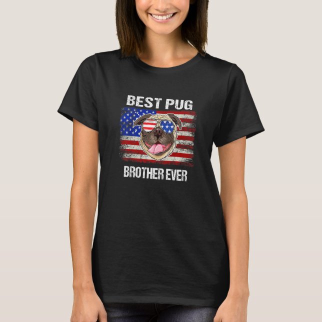 Bester Mops Bruder je amerikanische Flagge 4. Juli T-Shirt (Vorderseite)