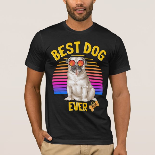 Bester Mops Hund je Retro T-Shirt (Vorderseite)