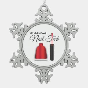 Bester Nageltechniker der Welt Schneeflocken Zinn-Ornament