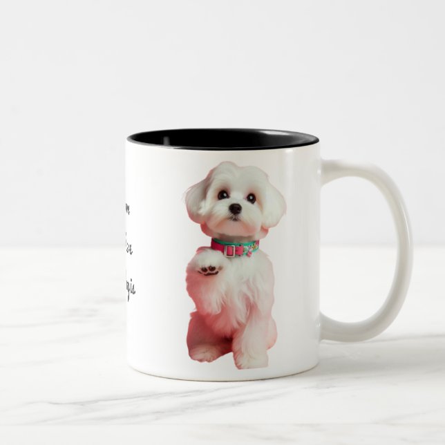 Bester Niedlicher maltesischer Hund, kundenspezifi Zweifarbige Tasse (Rechts)