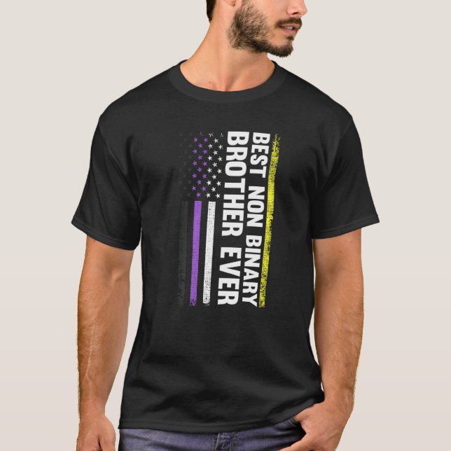 Bester Non-Binary-Bruder je Lgbt-Gay Pride T-Shirt (Vorderseite)
