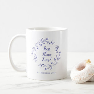 Bester Nona Ever Blumenkranz Jahr Immergrün Blau Kaffeetasse