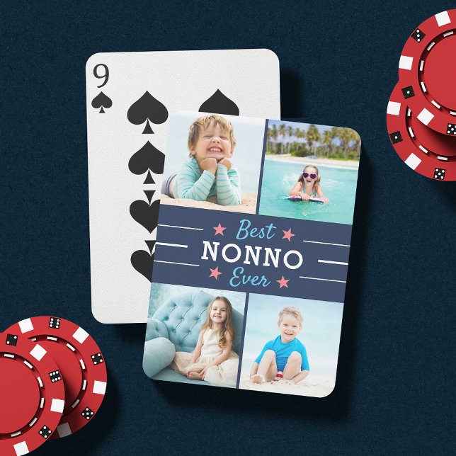 Bester Nonno je | Großvater Kinder FotoCollage Spielkarten (Von Creator hochgeladen)