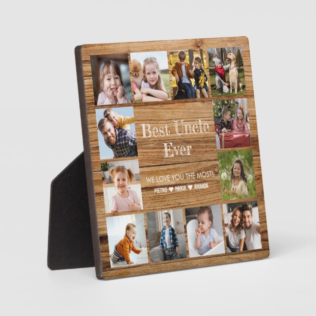 Bester Onkel je 12 Foto Collage Plaque Fotoplatte (Vorderseite)