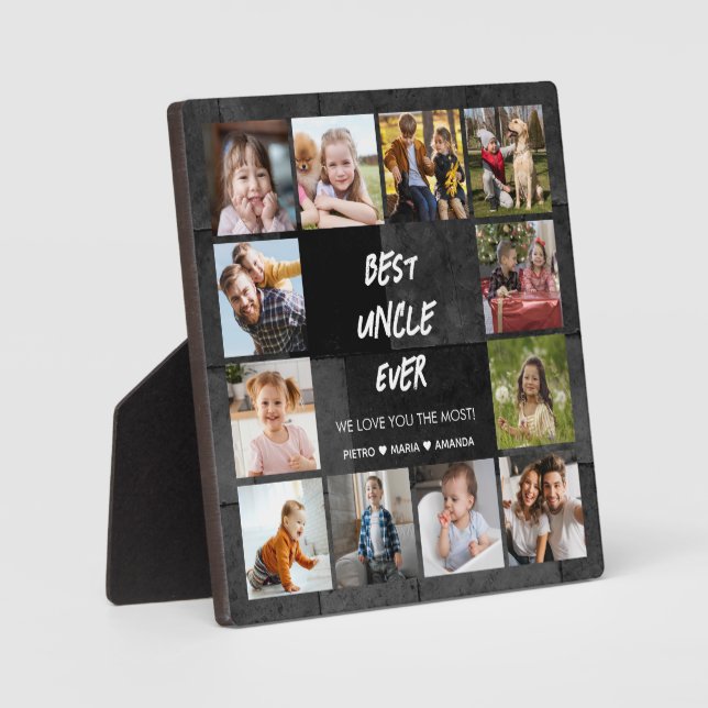 Bester Onkel je 12 Foto Collage Plaque Fotoplatte (Vorderseite)