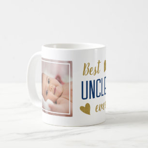 Bester Onkel überhaupt 2 Foto Blau und Gold Andenk Kaffeetasse