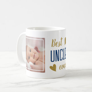 Bester Onkel überhaupt 2 Foto Blau und Gold Andenk Kaffeetasse