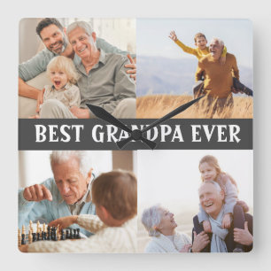 Bester Opa Aller Zeiten 4 Foto Collage Erstellen S Quadratische Wanduhr