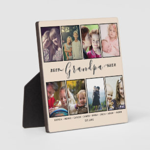 Bester Opa Aller Zeiten – Individuelle 8-Foto-Name Fotoplatte