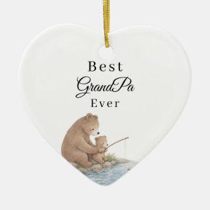 Bester Opa-Bär beim Angeln Foto Herz Keramik Ornament