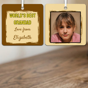 Bester Opa der Welt 1 Foto braun Ornament Aus Metall