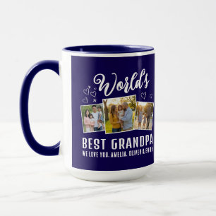 Bester Opa der Welt Benutzerdefinierte Fotocollage Tasse
