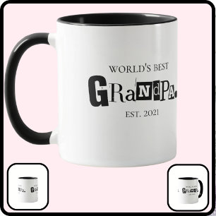 Bester Opa der Welt Est Fun Sprüche Schwarz Weiß Tasse